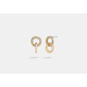 Interlocking Open Circle Pearl Huggie Earrings